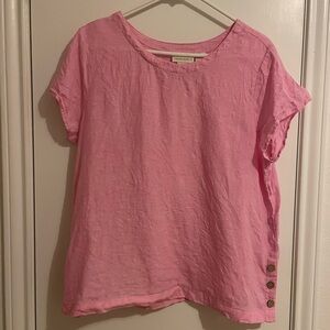 Cynthia Rowley 100% Linen Short Sleeved Blouse in Pink